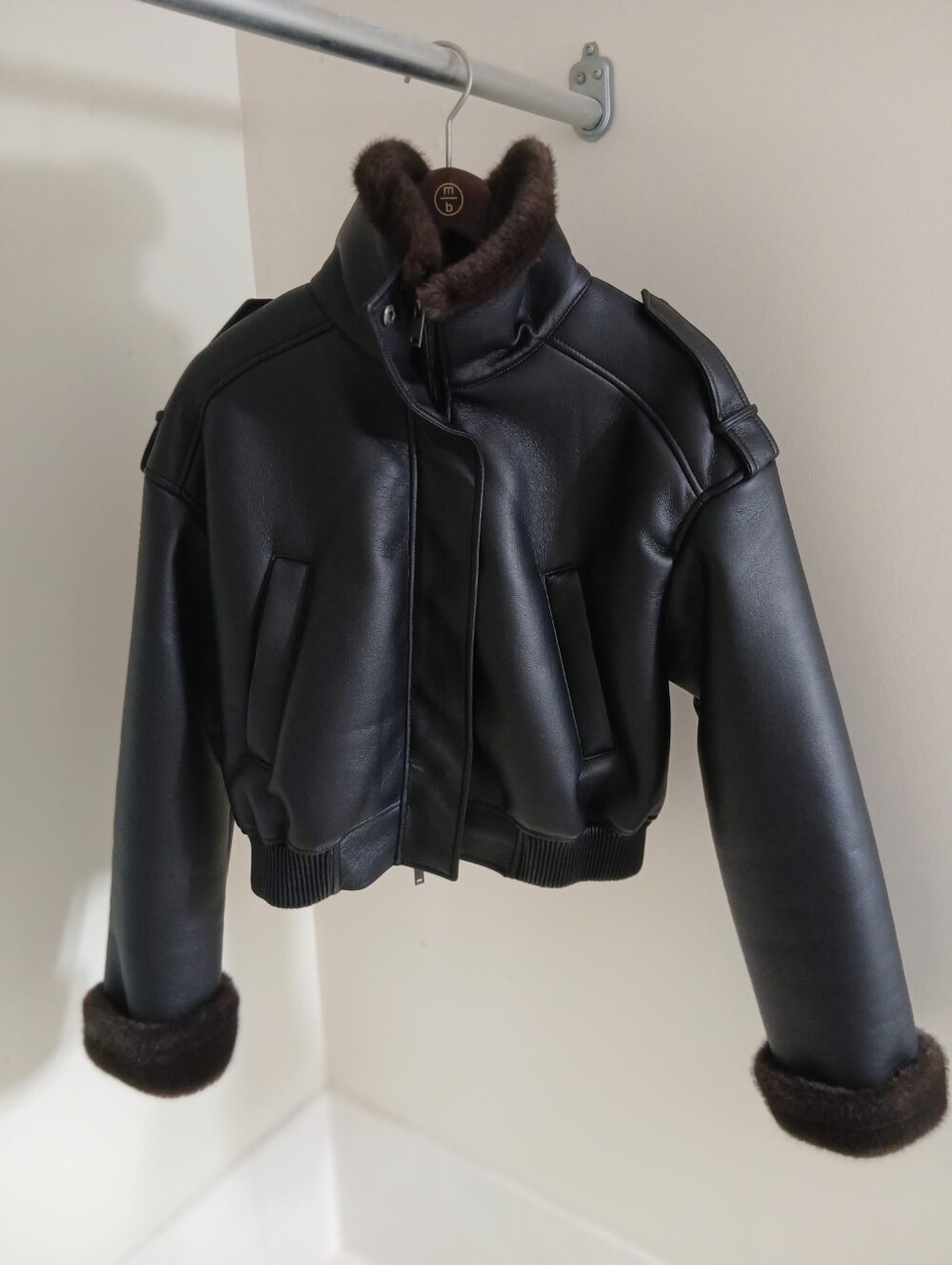 NEW Zara Faux-Leather Fur Jacket